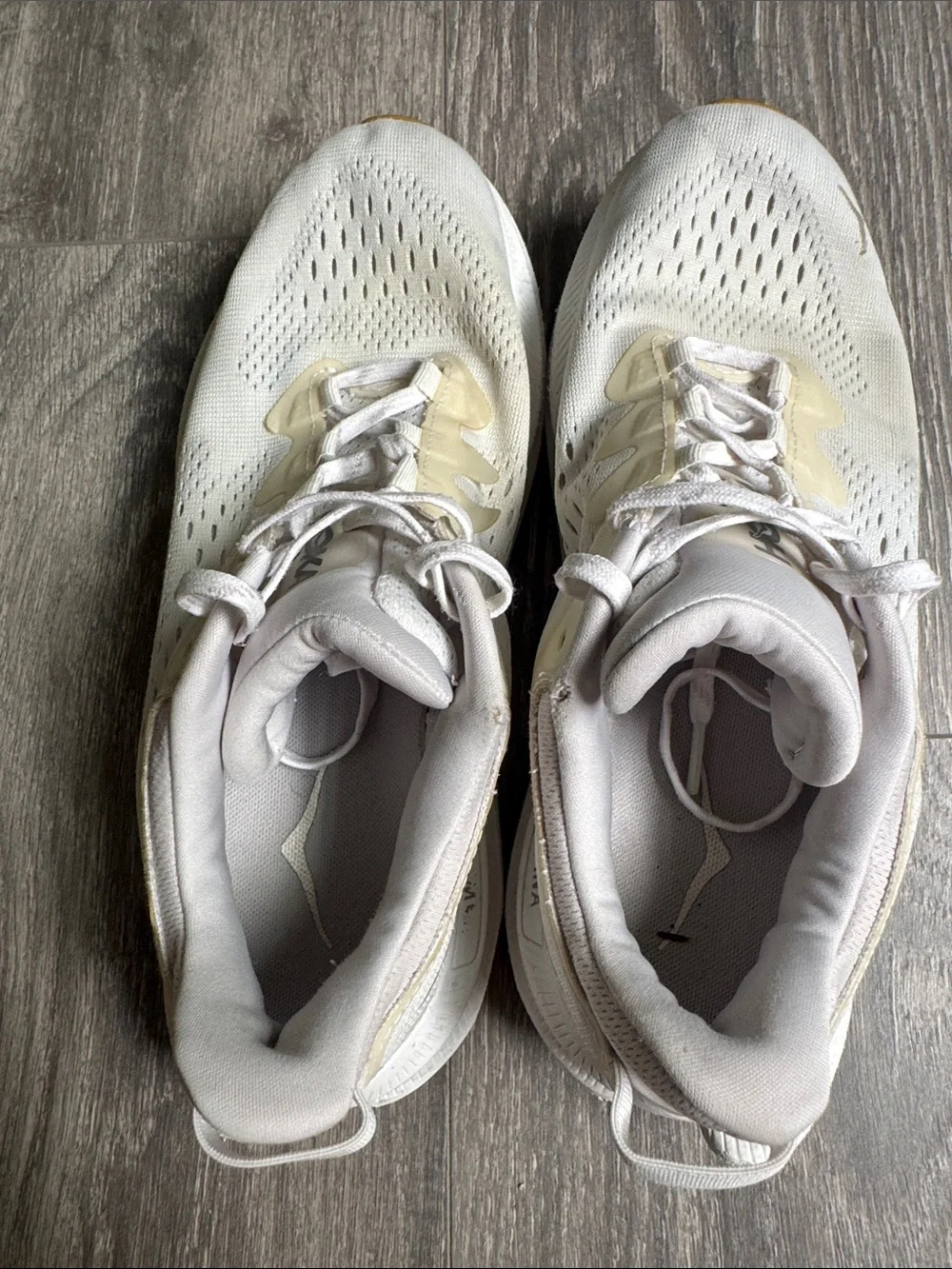Hoka kawana Women's White and Cream Athletic Running Shoes